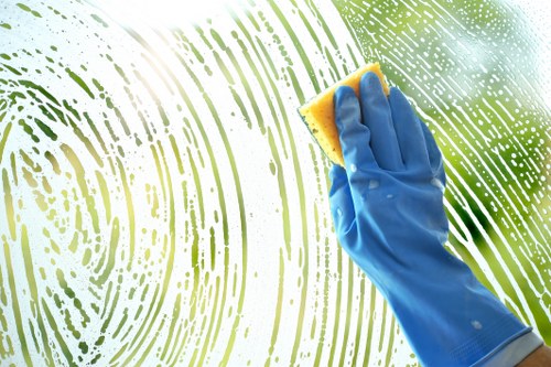 Commercial cleaners working in a Balham office reception area