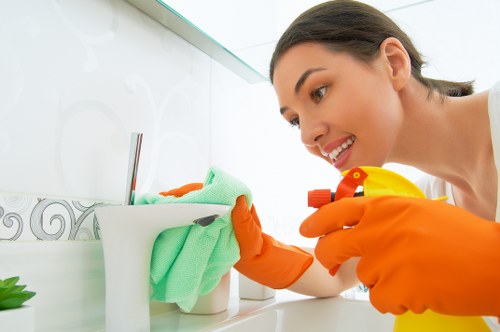 Safety-focused carpet cleaning team working carefully in a property