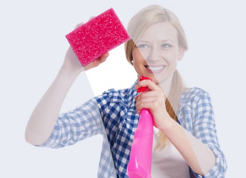 Local carpet cleaner working in a Balham flat with narrow access